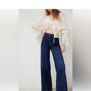 Free People Libre Flare Wide Leg Jeans in Lock and Key